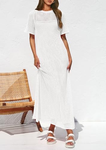 Image of PRETTYGARDEN Womens Eyelet Crochet Maxi 2 Piece Dress Sets