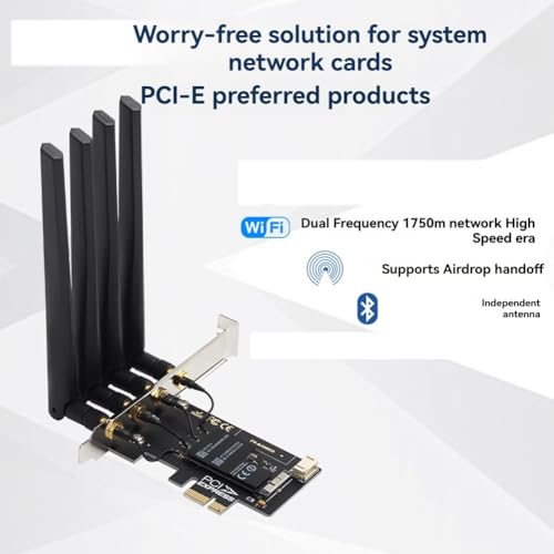 Adaptador Inalámbrico PCIE Hackintosh de 1750 Mbps con Banda Dual y Bluetooth 4.0 6