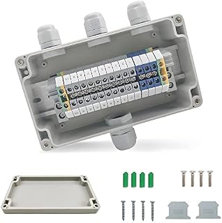 WACH AUF DIN Rail Terminal Blocks Kit, Din Rail Connectors with IP66 1 in 3 Out Waterproof Junction Box, UK 2.5 Universal Class Terminal Blocks, Ground Blocks End, Terminal Block Through Terminal Kit
