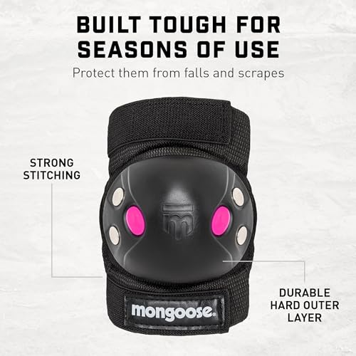 image for Mongoose Kids BMX Bike Gel Knee and Elbow Pad Set, Multi-Sport Protect