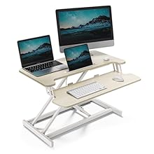 ENHANCED ERGONOMICS: Increase WFH productivity with the VonHaus standing desk converter. With a large W80 x D40cm top, tablet slot, and keyboard shelf, create your optimal setup with ease. EASY ADJUSTMENTS: Effortlessly bring your screens to eye leve...