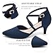 Imagen de Greatonu Mujer Zapatos de Tacón Kitten Heel Tiras Cruzadas Puntiagudo de Salón Azul Talla 41