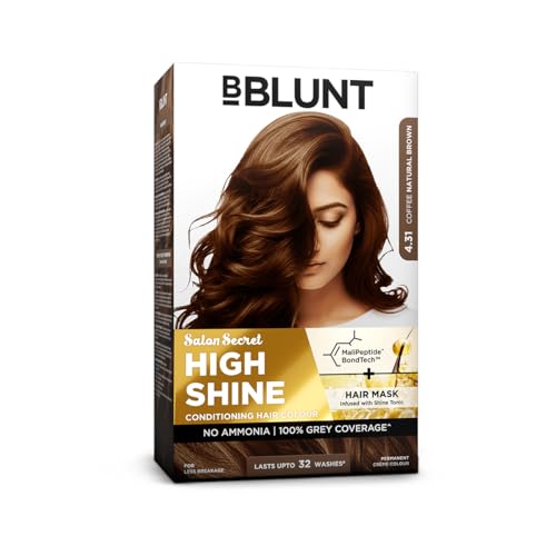 BBLUNT Salon Secret High Shine Conditioning Hair Colour With MaliPeptide BondTech™ to reduce breakage | Coffee Natural Brown 4.31 | No Ammonia 100%, Grey Coverage | Long Lasting Colour | Salon at home