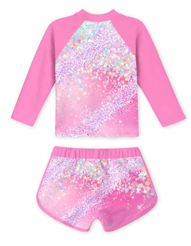 Image of Vogseek Girls Rash Guard Two Pieces Swimsuit Long Sleeve Bathing Suit for 3-10 Years
