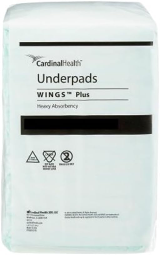 Wings Plus Disposable Underpad Heavy Absorbency Fluff/Polymer 36X36 968 48 Pads