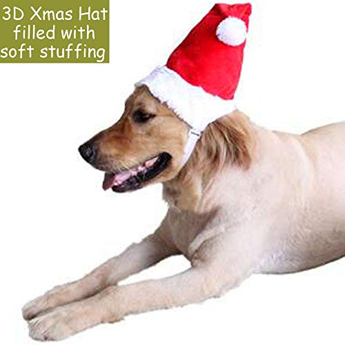 Bolbove Adjustable Pet 3D Christmas Santa Hat for Medium to Large Dogs Holiday Red (Large) - Image 5
