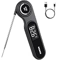 0.5 Seconds Rechargeable Instant Read Meat Thermometer for Cooking, INKBIRD Digital Food Thermometer with VA LCD Screen -58.0?~572? Waterproof Kitchen Thermometer with Magnet, Candy Grill BBQ Frying