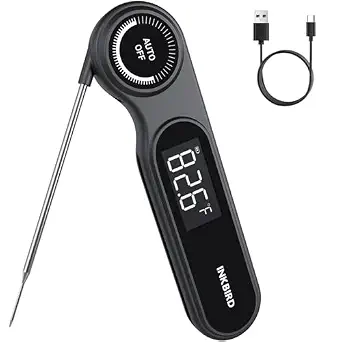 INKBIRD 0.5 Second Rechargeable Instant Read Meat Thermometer, Waterproof Digital Grill Thermometer -58℉ to 572℉, VA LCD Backlit Magnet