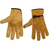 TMZHISTAR Guantes de trabajo de cuero de vaca para hombres y mujeres, guantes de jardinería, guantes de conducción (M)