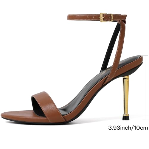 Image of Mostrin Strappy Heels for Women Ankle Strap Heels Women's Heeled Sandals for Party Prom Wedding