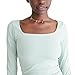 AEROPOSTALE Women's Seriously Soft Sculpt Square Neck Long Sleeve Top, Blue Haze