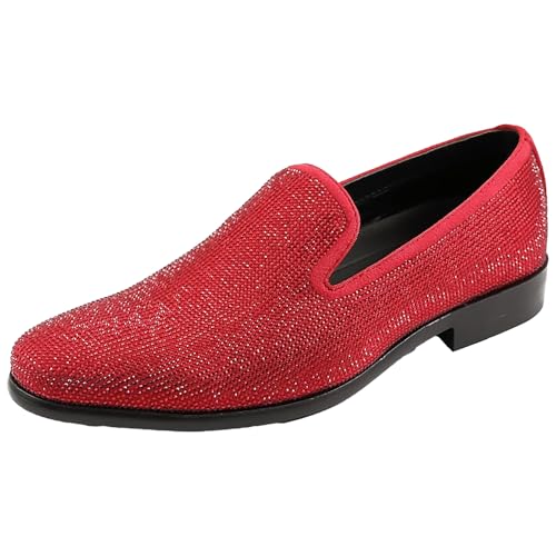 Image of Amali Men's Embellished Velvet Tuxedo Loafers, Smoking Slippers