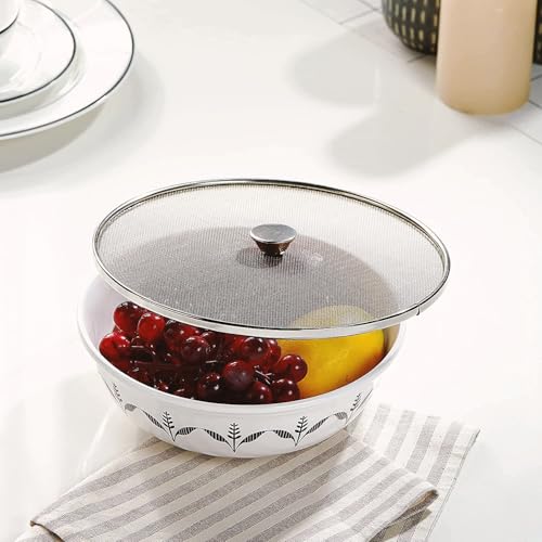Image of Kitchen Expert Steel Net Cover Jali| Set Of 2 (18cm & 23cm)| Milk Net Lids /Tope /Chiba | Suitable For Pots /Pan /Kadhai /Bowls | Strong & sturdy Handle | Multipurpose Lid |