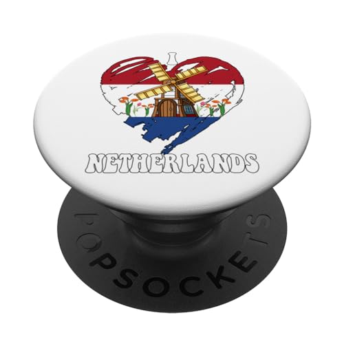 I Love Netherlands I Love Amsterdam Bandera Holandesa Corazón Gráfico PopSockets PopGrip Intercambiable