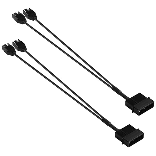 Molex to 4 Pin Fan Cable 2 Pack - 30cm 12V Full Speed PC Fan Power Splitter, 2PCS 4-Pin Adapter for ATX PSU Case Cooling 30cm/11.8in(1 to 2)