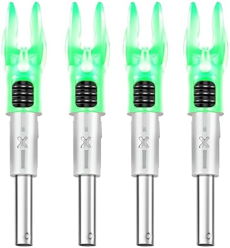 DEEPOWER X Lighted Nocks for Arrows .204”/.233”/.244”/.246” with ON/Off Switch 4-Pack with H, S, GT Bushings