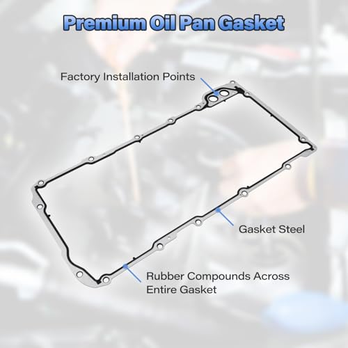 Image of Oil Pan Gasket Set, Replace 12612350 OS30693R | Compatible with Chevy Silverado, Suburban, Tahoe, Trailblazer, GMC Sierra, Yukon, Cadillac Escalade, 4.8L 5.3L 6.0L 6.2L