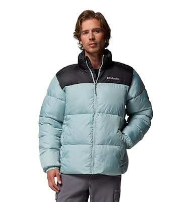 Columbia Mens Puffect III Jacket, Crushed Blue/Shark, X-Large