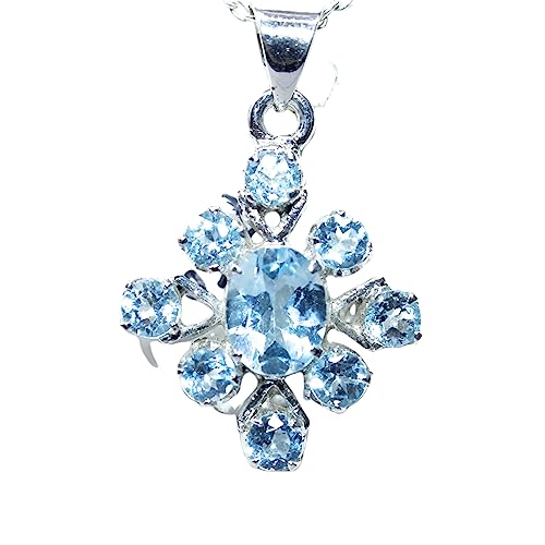 Colgante de topacio azul para regalo de Navidad y Acción de Gracias