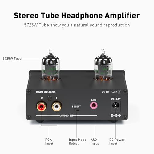 Fosi Audio P2 Amplificador de Auriculares de Tubo Preamplificador de Tubo de Vacío Mini Audio Estéreo de Alta Fidelidad con Protección de Salida de Bajo Ruido de Fondo para Auriculares - imagen 3