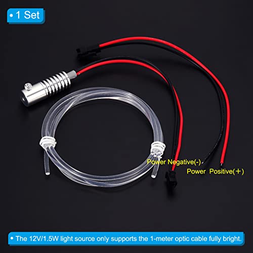 Image of PATIKIL 4mm 1m PMMA Side Glow Fiber Optic Cable Kit, with LED Aluminum Illuminator 12V 1.5W Guide Light Source Decoration for Home DIY Lighting, Ice Blue