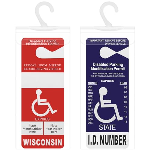 Qisan 2 Pack Portable Handicap Placard Holder | Disability Placard Holder for Car | Parking Permit Protector for Handicap Placard with Hanger, Handicap Parking Sign for Disabled Person