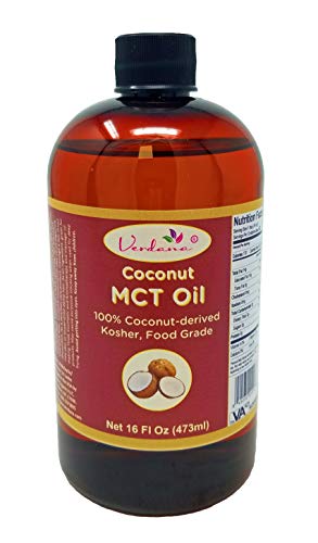 Verdana Coconut MCT Oil  Fractionated  100% Genuine  No Palm Kernel Used  Kosher Food Grade - Non GMO  Pure - Vegan  Used for Keto, Paleo, Sports Nutrition, Aromatherapy, Massage  16 Fl Oz