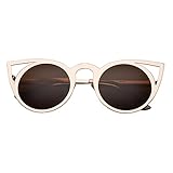 grinderPUNCH Womens Fashion Round Metal Cut Out Cat Eye Sunglasses