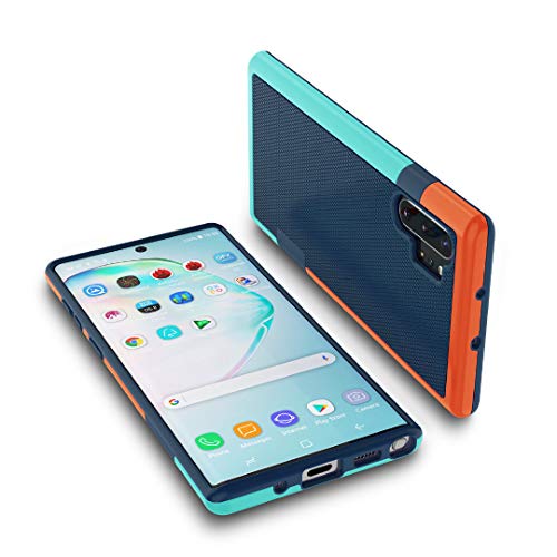 Jeylly for Galaxy Note 10 Plus Case, Shock-Absorption 3 Color Bumper Cover Anti-Slip Rugged Soft TPU Hard PC Armor Protective Case Shell for Samsung Galaxy Note 10+ / Note 10 Plus (6.8 inch) - Blue