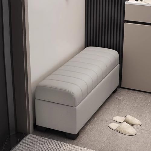 Banc ottoman de rangement en cuir pour ranger votre entrée encombrée facilement