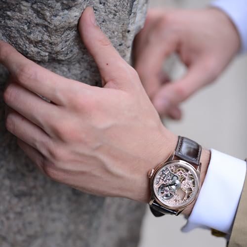 Image of Thomas Earnshaw Mens 42mm Bauer Mechanical Skeleton Automatic Watch with Genuine Leather Strap or Stainless Steel Bracelet ES-8049