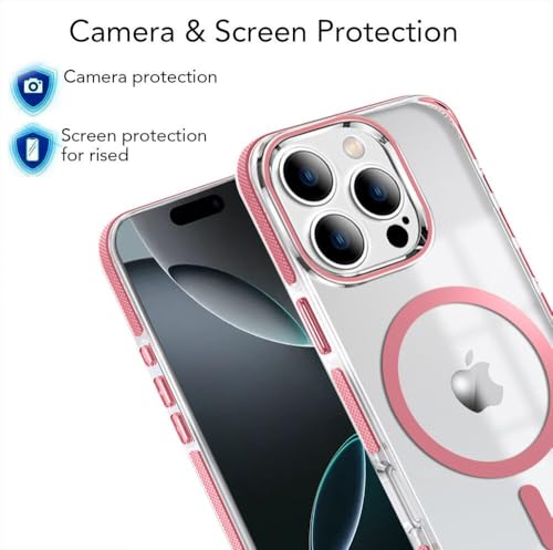Image of MINTZZ ️ for iPhone 16 Pro Max Case, Compatible with MagSafe, Military-Grade Protection, Yellowing Resistant, Scratch-Resistant TPU Back, Magnetic Phone Case (Pink, iPhone 16 Pro Max)