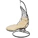 Produktbild PATIO Hängesessel mit Gestell Hängestuhl Indoor Outdoor Polyrattan braun Stahlgestell beige Auflage Kopfkissen Titus Wenge