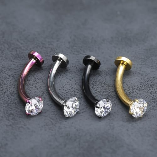 LECICI 14G Titanium Small Floating Belly Button Rings Set, 4mm Tops, 12mm by LECICI - Image 6