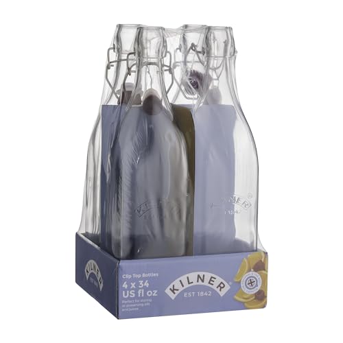 Kilner Clip Top Square Bottle 1 Litre Tray of 4