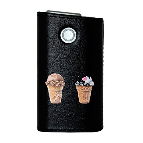 glo グロー グロウ 専用 レザーケース レザーカバー タバコ ケース カバー 合皮 ハードケース カバー 収納 デザイン 革 皮 BLACK ブラック アイス かわいい 夏 014774