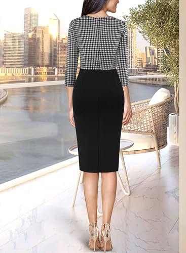 Image of VFSHOW Womens Work Business Casual 3 /4 Sleeve Slimming Fitted Front Zipper Crisscross Waist Office Party Pencil Sheath Dress