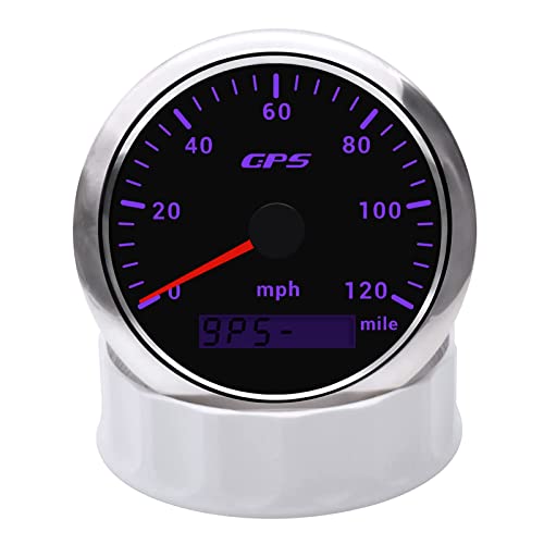 Kaolali 85Mm 3-3/8"Gps Speedometer Gauge 0-120Mph Boat Mph Speedometer Waterproof Marine Speed Odometer Lcd Indicators With 7 Colors Backlight Fit For Car Truck Motorcycle 9-32V #TOP2