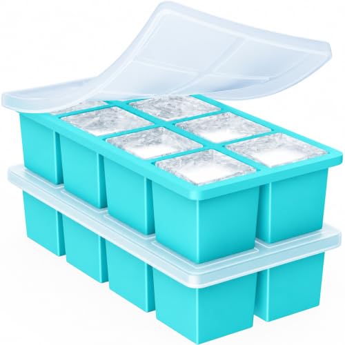 Image of Large Ice Cube Trays for Whiskey: GGOW Big Silicone Ice Cube Trays 2Inch - Huge Square Ice Cubed Tray for Whisky