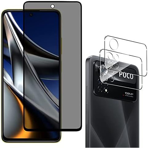 GiiMos Privacy screen tempered glass film compatible with Xiaomi Poco X4 Pro 5G Cover