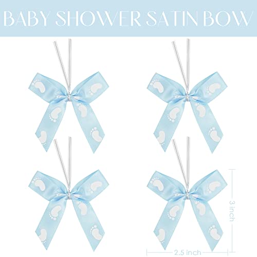 Aimudi Baby Shower Ribbon Twist Tie Bows 2.5" Premade Blue Bows For Baby Shower Decorations For Boy Pre-Tied Baby Blue Bows For Treat Bags Ribbon For Gender Reveal Bows For Gift Wrapping - 50 Counts #TOP2