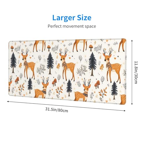 Tapis de bureau imprimé cerf de forêt champignon de qualité - 2