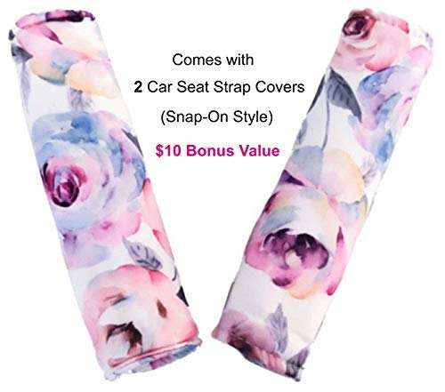 Carseat Cover for Girls - Includes Car Seat Strap Covers - Watercolor Floral - Kiddo Kind