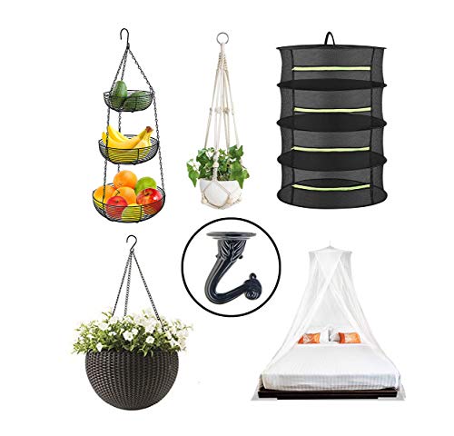 OBSTKUCHEN 8 Sets Swag Ceiling Hooks Heavy Duty Swag Hook with Hardware for Hanging Plants Ceiling Installation Cavity Wall Fixing (Black) - Image 2