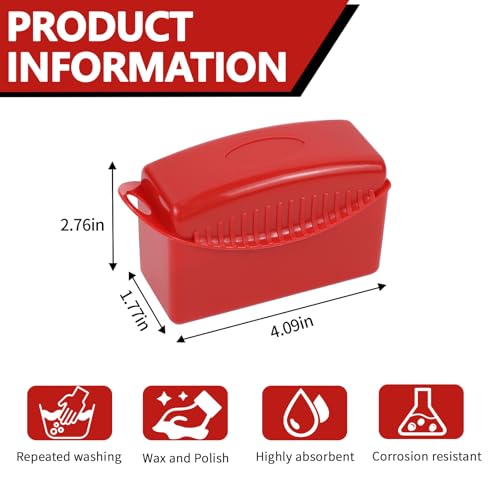 Image of 2PCS Tire Dressing Applicator, Car Tire Applicator Dressing Shine Sponge, Reusable Tire Dressing Applicator Pads with Lid, Wheel Applicator Foam for Car Detailing Cleaning (Red)