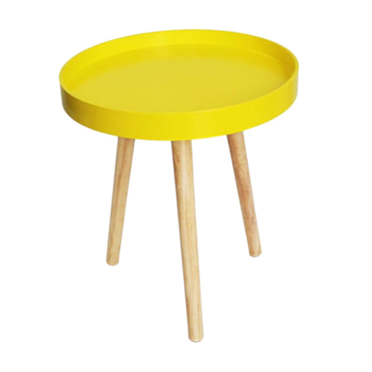 Mesa redonda de madera nórdica pequeña con almacenamiento para salón