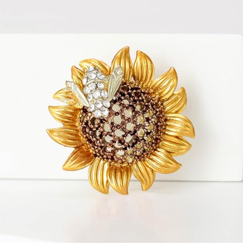Image of Vintage Crystal Honey Bee Brooches for Women,Sparkly Rhinestone Insect Bee Brooches Charm Faux Pearl Yellow Sun Flower Honeybee Lapel Pins Dress Suit Shirt Prom Party Jewelry