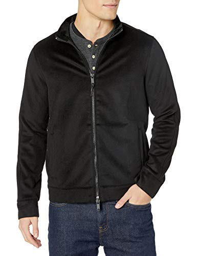 John Varvatos Star USA Men's Anaheim LS Felted Wool Jacket with Piping, Black, L