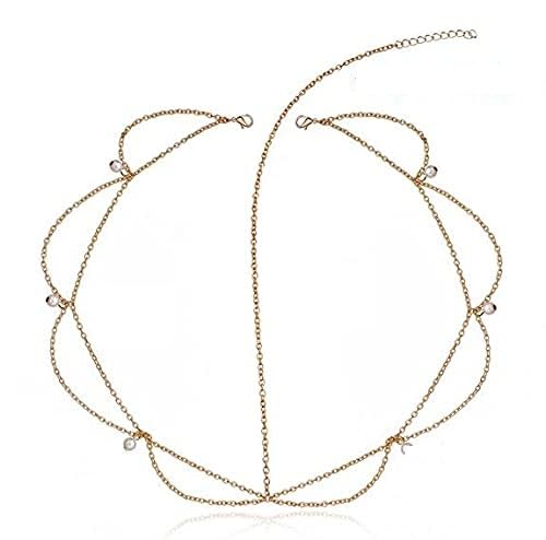 1 Pcs PremiumPearl Head Chain Jewelry Gold Hair Chain Boho Headpiece Festival Hair Jewelry for Women and Girls