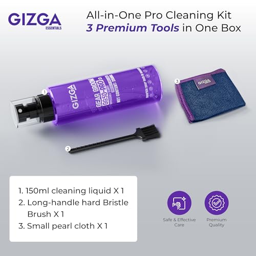 Image of Gizga Pro Series 3-in-1 Cleaning KIT - 150ml Cleaning Spray, Microfiber Cloth & Cleaning Brush| Safe Screen Cleaner for Laptop, PC, Smartphone, Tablet, DSLR Camera Lens, Binocular, Keyboard, Gadgets